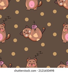 seamless vector pattern with cartoon funny cats