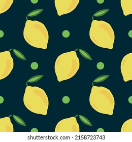 seamless vector pattern with cartoon lemons and dots 