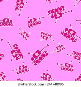 Seamless vector pattern, a cartoon military tank, 