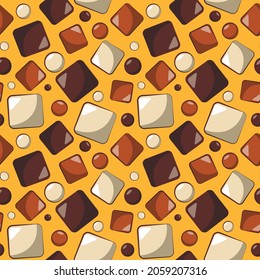 Seamless vector pattern with cartoon piece chocolate