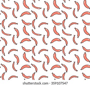 seamless vector pattern with cartoon sausages