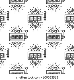 Seamless vector pattern with a casino slot machine. The pattern can be used for decoration and design as the background of the casino, or for registration and branding of products casino