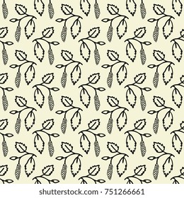 Seamless vector pattern with catkins