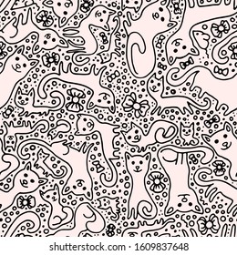 seamless vector pattern with cats