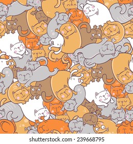 Seamless vector pattern with cats.