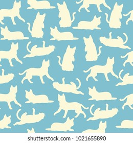 seamless vector pattern of cats silhouette