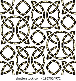 Seamless vector pattern with Celtic knot symbol on white background. Tribal texture wallpaper design. Decorative religious fashion textile.