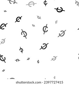 Seamless vector pattern with cent symbols, creating a creative monochrome background with rotated elements. Vector illustration on white background