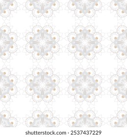 	Seamless vector pattern with ceramic flower tiles in vintage style.