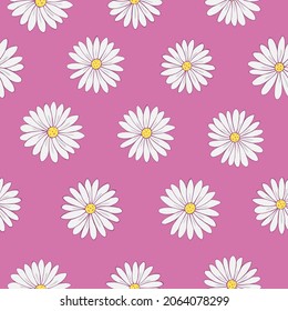 Seamless vector pattern of chamomile. Decoration print for wrapping, wallpaper, fabric, textile.