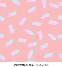 Seamless vector pattern with chaos pink strips with blue shadow on red for print, wrapping, kraft, fabric