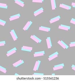 Seamless vector pattern with chaos pink strips with blue shadow on grey for print, wrapping, kraft, fabric