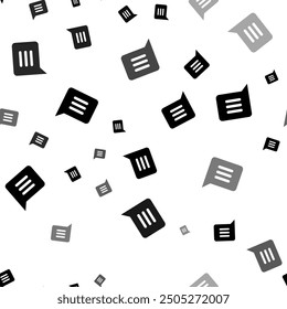 Seamless vector pattern with chat symbols, creating a creative monochrome background with rotated elements. Vector illustration on white background