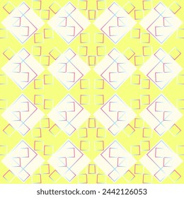 Seamless vector pattern with checkerboards and geometric shapes, gradient squares. Suitable for interior, wallpaper, fabrics, clothing, stationery.
