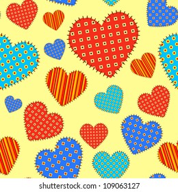Seamless vector pattern with checkered hearts