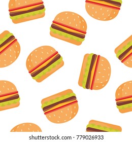 Seamless vector pattern with cheese burger 