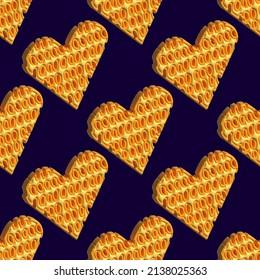 Seamless vector pattern of cheese hearts with pseudo 3d effect. Original modern design for fabric, backgrounds, wrapping paper