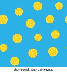 Seamless Vector Pattern with cheese on orange background. Stock vector illustration.