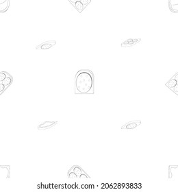 A seamless vector pattern of cheese and sausage sandwiches isolated on transparent background. Designed in black and white colors for wallpapers, prints, backgrounds, wraps, templates