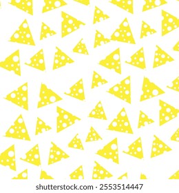 Seamless vector pattern with cheese slices. cheese background