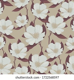 Seamless vector pattern of Chemernik on pastel background. Pattern of winter flowers. Use for printing, textiles, design, design, leaflets, greetings, websites, wallpapers and wrapping paper.