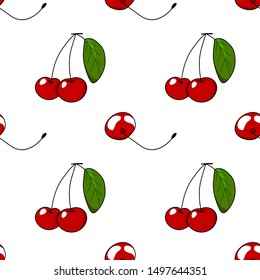 Seamless vector pattern with cherries