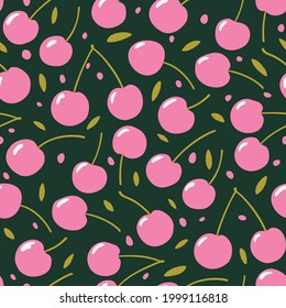 Seamless vector pattern with cherries