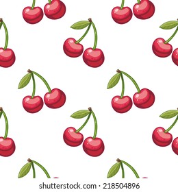 Seamless vector pattern with cherries