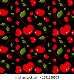 Seamless vector pattern with cherries. Berry design for textiles, paper.