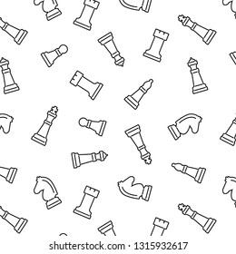 Seamless vector pattern - chess. Black and white figures - Vector