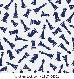 Seamless vector pattern with chess on grey