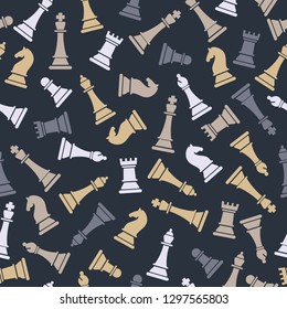 Seamless vector pattern with chess on grey