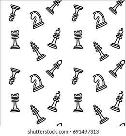 Seamless vector pattern with chess pieces. White background.