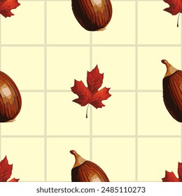 Seamless vector pattern with chestnuts on various backgrounds