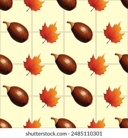Seamless vector pattern with chestnuts on various backgrounds
