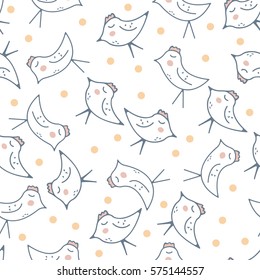 Seamless vector pattern with chicken bird. Perfect for wrapping paper, wallpaper, repeating elements, vintage design, notebook cover, fabric clothes design.