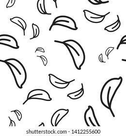 Seamless vector pattern, chicken feathers and fluff, black and white
