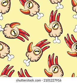Seamless vector  pattern with chicken heads. Cute vector illustration for fabric. Perfect print for fabric, textile, wallpaper, poster, postcard and gift wrapping. 