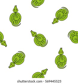 Seamless vector pattern for children. cartoon snake top view on a white background