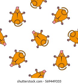 Seamless vector pattern for children. cartoon monkey top view on a white background