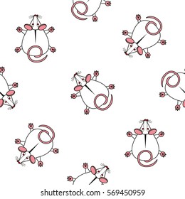 Seamless vector pattern for children. mouse top view on a white background