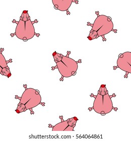 Seamless vector pattern for children. pig top view on a white background