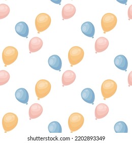  Nahtlose Vektormuster von Kinderballons in Pastellfarben. Perfekt für den Druck auf Stoff und Verpackungspapier.