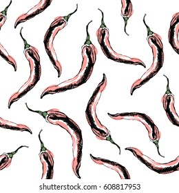 Seamless vector pattern with chili pepper. Template for design