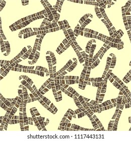 Seamless vector pattern with chocolate banana leaves for wrapping, craft, fabric, ceramic, craft