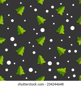 Seamless vector pattern Christmas background with Christmas Christmas trees in a flat style