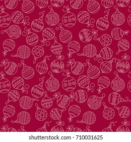 Seamless vector pattern with Christmas balls.  Winter llustration for modern designs.