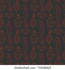 Seamless vector pattern with Christmas balls.  Winter llustration for modern designs.
