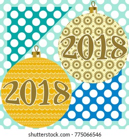 Seamless vector pattern with Christmas balls and abstract geometric elements. Simple design for packaging, cards and textile