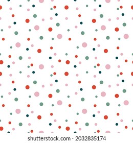 Seamless vector pattern for Christmas in bright colors in flat style.Holiday print with cute colorful confettihand drawn.Design for textiles,packaging,social media,web,wrapping paper,fabric.